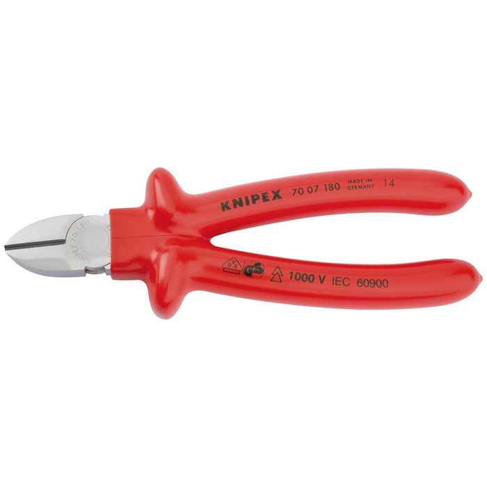 Draper Knipex 70 07 180 Fully Insulated S Range Diagonal Side Cutter, 180mm Draper - Town Tools 