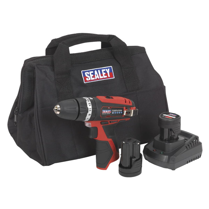 Sealey SV12 Series 10mm Cordless Combi Drill Kit 12V 1.5Ah - 2 Batteries Sealey - Town Tools 