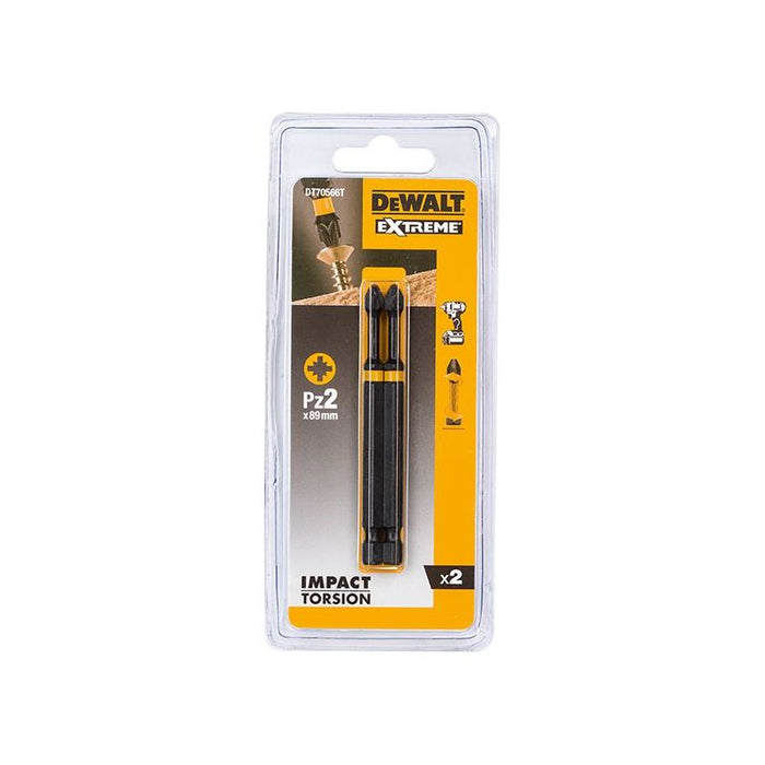 Dewalt Power Tools Extreme Impact Torsion Bits PZ2 x 85mm (Pack 2) DeWALT Power Tools - Town Tools