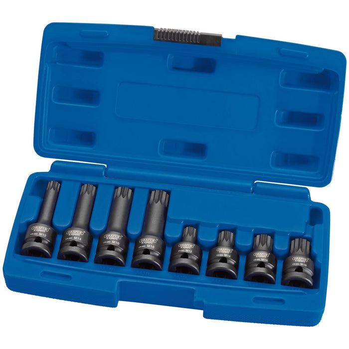 Draper Tamper Proof Impact Spline Set, 1/2" Sq. Dr. (8 Piece) 49460