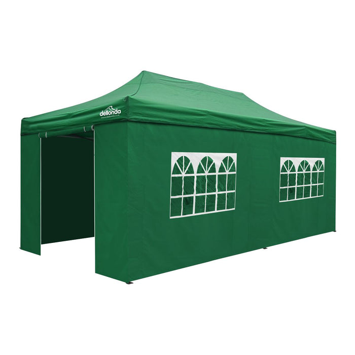 Dellonda 3x6m Pop-Up Gazebo & Side Walls Water Resistant Fabric- Green