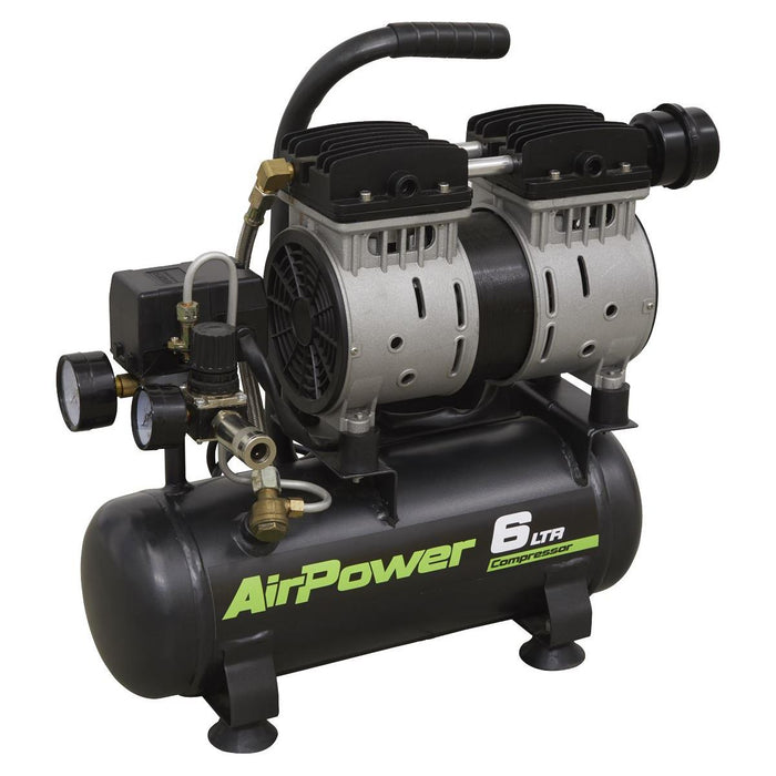Sealey Low Noise Air Compressor 6L Direct Drive 0.7hp SAC0607S Sealey - Town Tools 