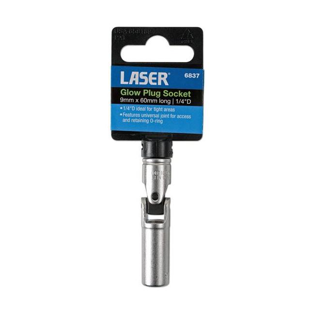 Laser Universal Joint Glow Plug Socket 1/4"D 9mm 6837