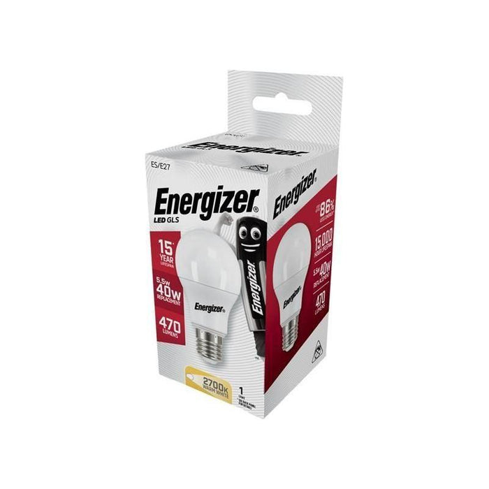 Energizer® LED ES (E27) Opal GLS Non-Dimmable Bulb, Warm White 470 lm 5.5W Energizer® - Town Tools