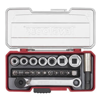 Teng Tools 1/4" Socket Set 6 pt With Belt Clip 20 Pieces
