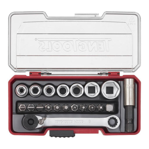 Teng Tools 1/4" Socket Set 6 pt With Belt Clip 20 Pieces Teng Tools - Town Tools 