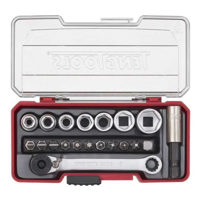 Teng Tools 1/4" Socket Set 6 pt With Belt Clip 20 Pieces Teng Tools - Town Tools 