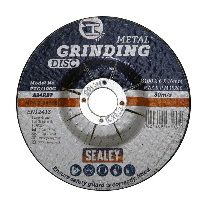 Sealey Grinding Disc100 x 6mm16mm Bore PTC/100G Sealey - Town Tools 