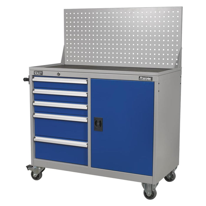 Sealey Industrial Mobile Workstation 5 Drawer & 1 Shelf Locker API1103A Sealey - Town Tools 