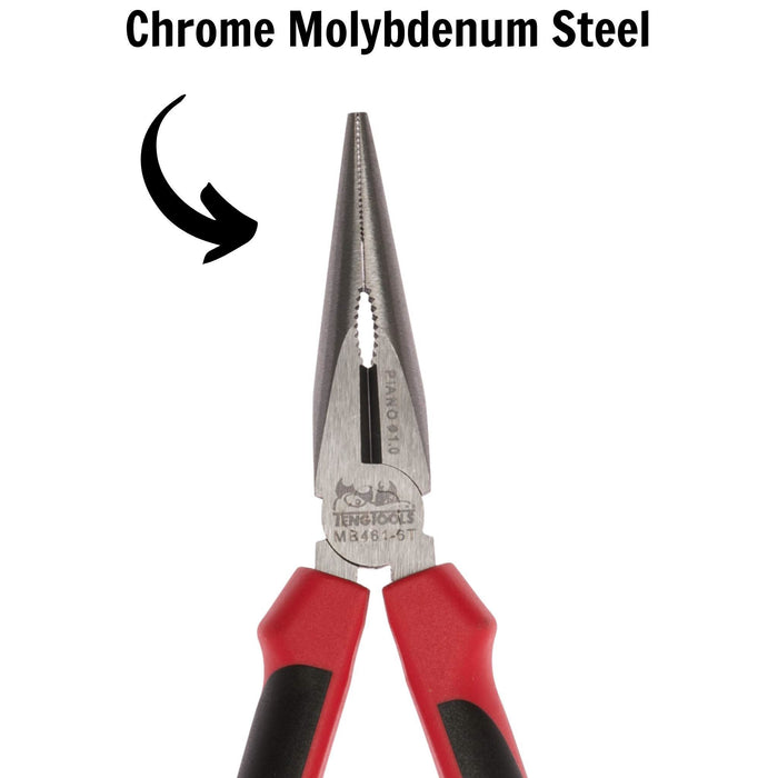 Teng Tools Long Nose Plier TPR Grip 170mm Teng Tools - Town Tools 