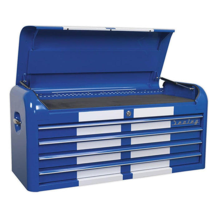 Sealey Topchest 4 Drawer Wide Retro Style Blue with White Stripes AP41104BWS Sealey - Town Tools 