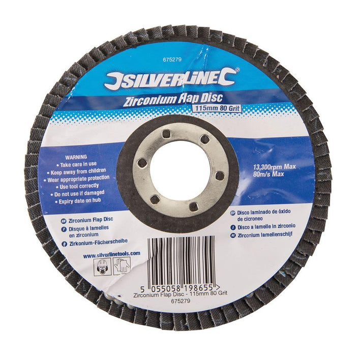 Silverline Zirconium Flap Disc 115mm 80 Grit Silverline - Town Tools 