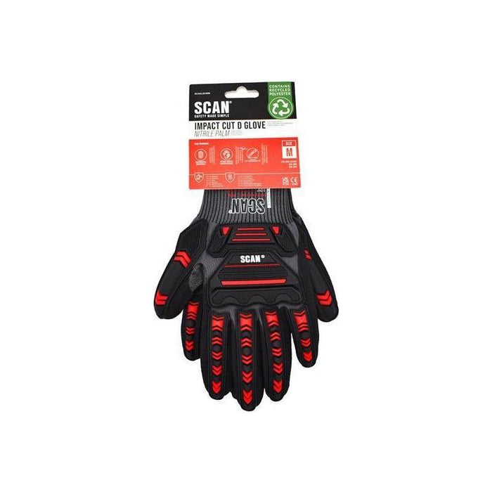 Scan Nitrile Palm Impact Cut D Gloves - M (Size 8) Scan - Town Tools