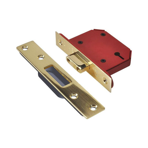 Union StrongBOLT 2103S 3 Lever Mortice Deadlock Polished Brass 68mm 2.5in Visi UNION - Town Tools