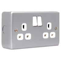 Masterplug Metal Clad Switched Socket 2-Gang 13A