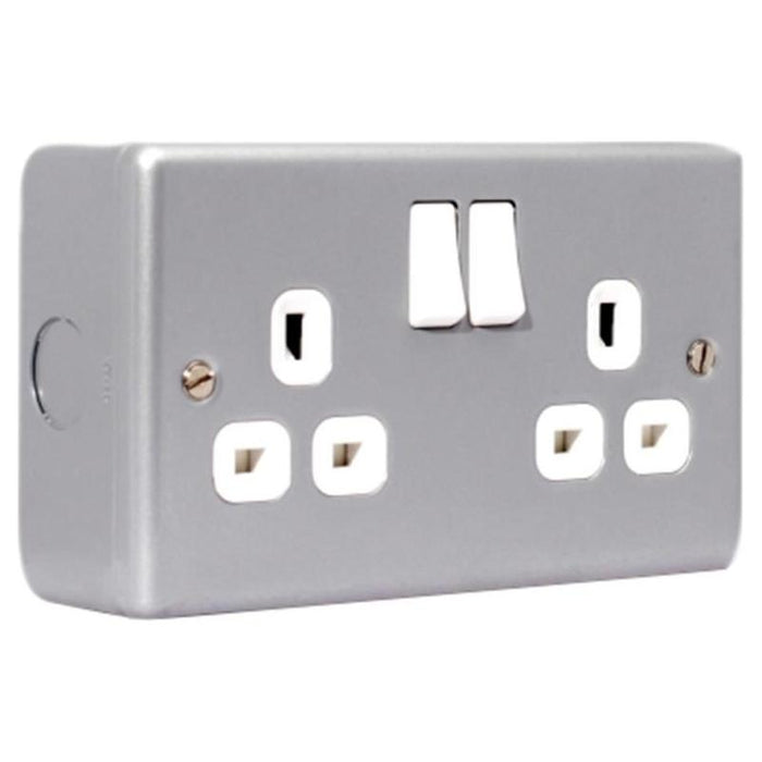 Masterplug Metal Clad Switched Socket 2-Gang 13A Masterplug - Town Tools