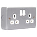 Masterplug Metal Clad Switched Socket 2-Gang 13A Masterplug - Town Tools