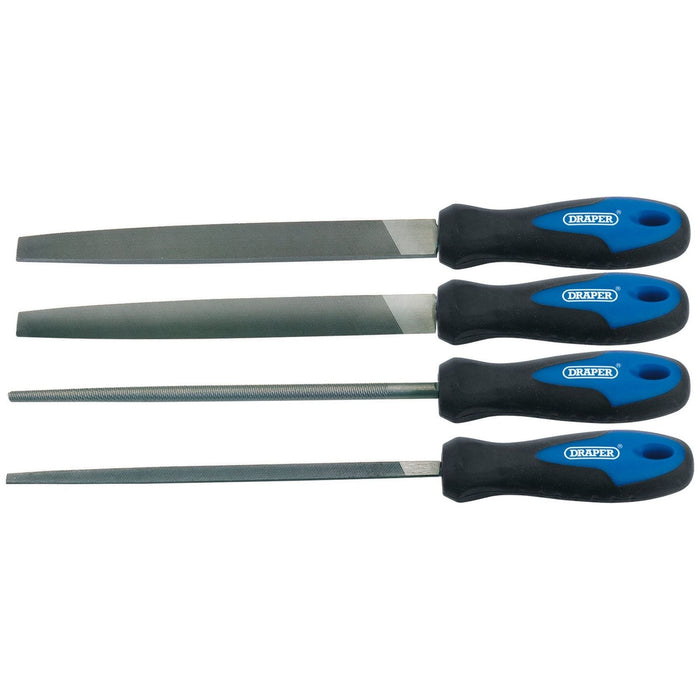 Draper Soft Grip Engineer's File Set, 200mm (4 Piece) 44962 Draper - Town Tools 