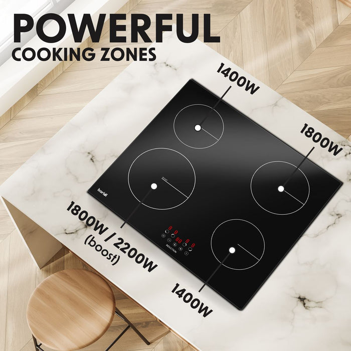 Baridi Integrated Induction Hob with 4 Cooking Zones 60cm 6800W Output