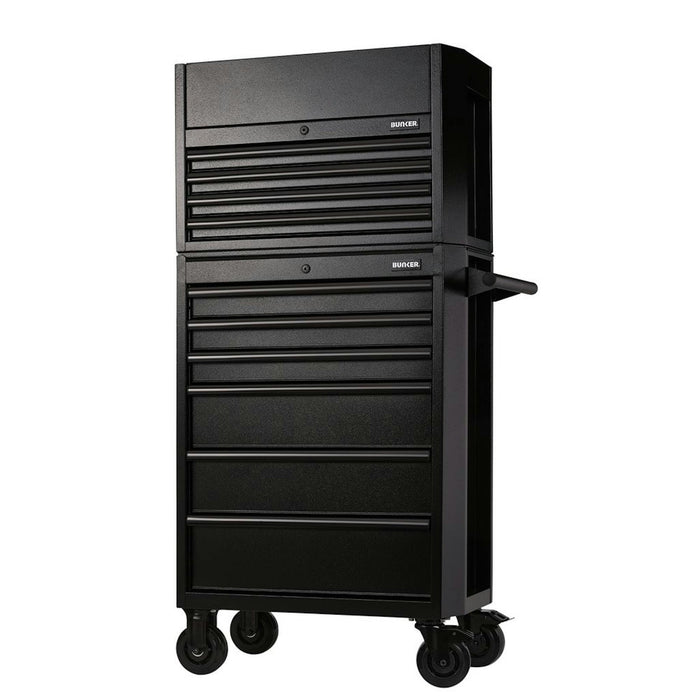 Draper BUNKER 10 Drawer Combined Roller Cabinet and Tool Chest, 26", Black