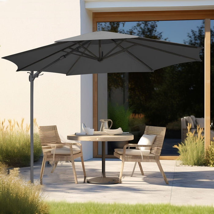 Dellonda Cantilever Parasol with 360 Rotation, Tilt & Cover 3m - Grey