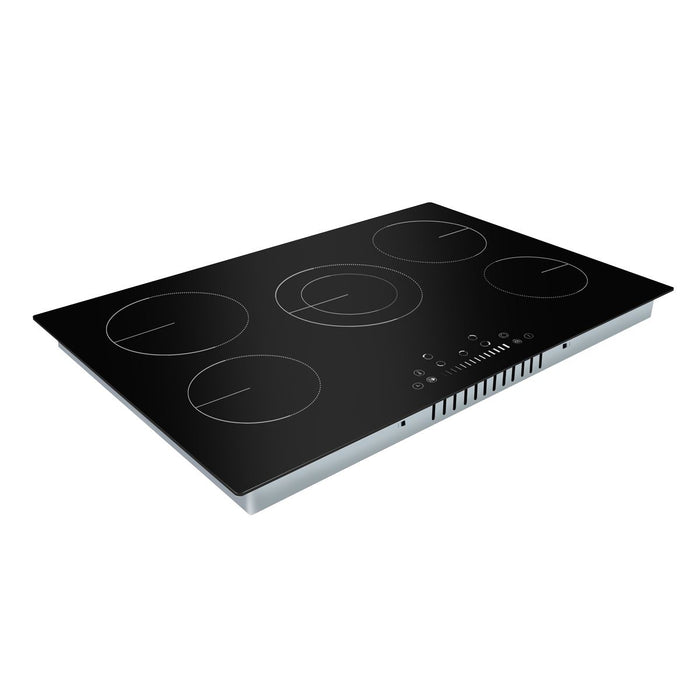 Baridi Integrated Ceramic Hob with 5 Cooking Zones 77cm - Black Glass