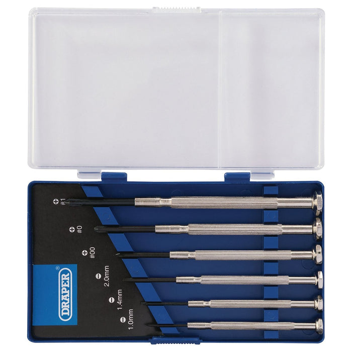 Draper Precision Screwdriver Set, 3 x Plain Slot, 3 x Cross Slot (6 Piece) 14956 Draper - Town Tools 