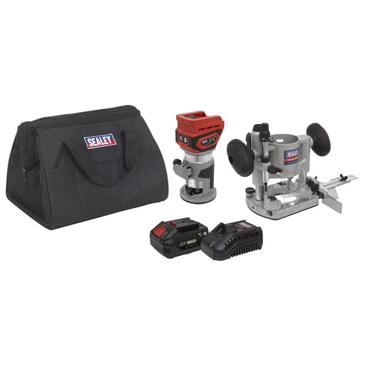 Sealey SV20 Series Cordless Trimming Router Kit 20V 4Ah CP20VTRKIT1 Sealey - Town Tools 
