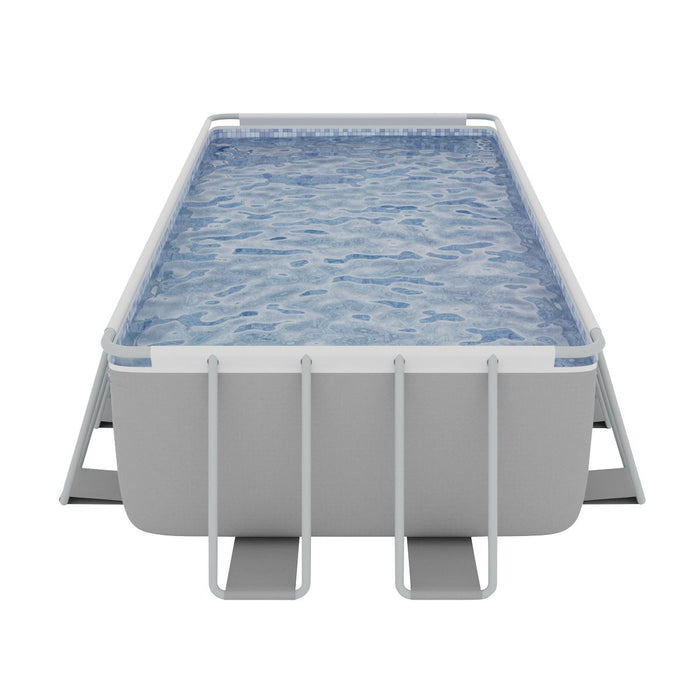 Dellonda Steel Frame Rectangular Swimming Pool - Step Ladder & Filter Pump 21ft