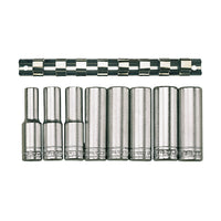Teng Tools 1/2" Deep Socket Clip Rail Set 12 pt 8 Pieces