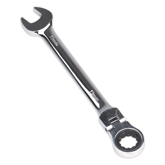 Sealey Flexi-Head Ratchet Combination Spanner 19mm FHRCW19 Sealey - Town Tools 