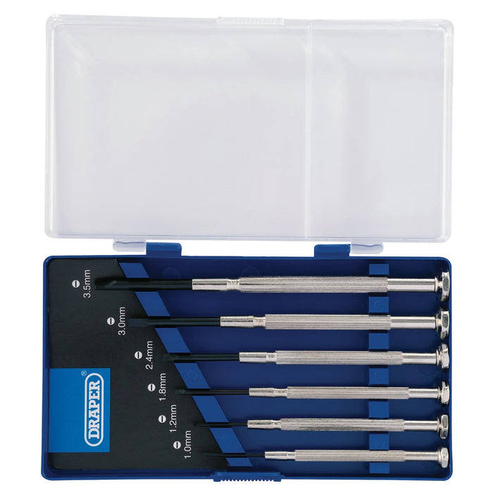 Draper Precision Screwdriver Set, 6 x Plain Slot (6 Piece) - PS1104F