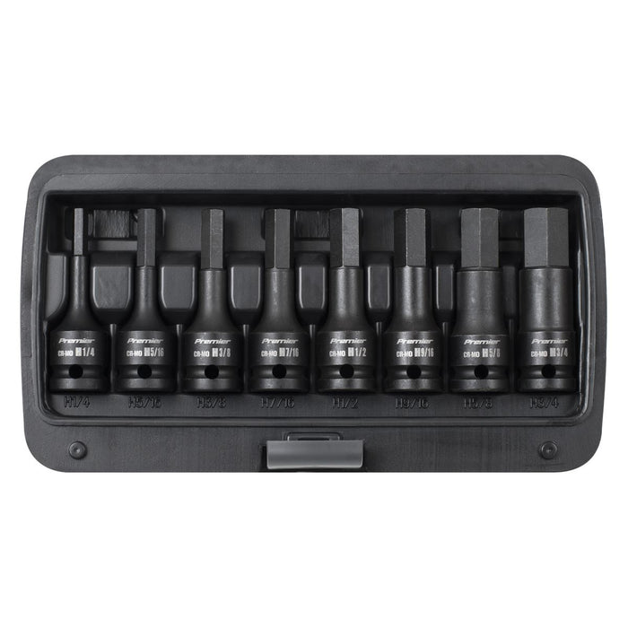 Sealey Premier Premier Imperial Hex Impact Socket Bit Set 1/2"Sq Drive 8pc Sealey Premier - Town Tools 
