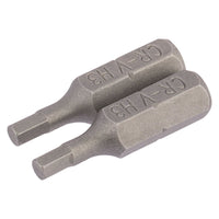 Draper Hexagonal Insert Bit, 3mm, 1/4" Hex, 25mm Long (Pack of 2) 63962