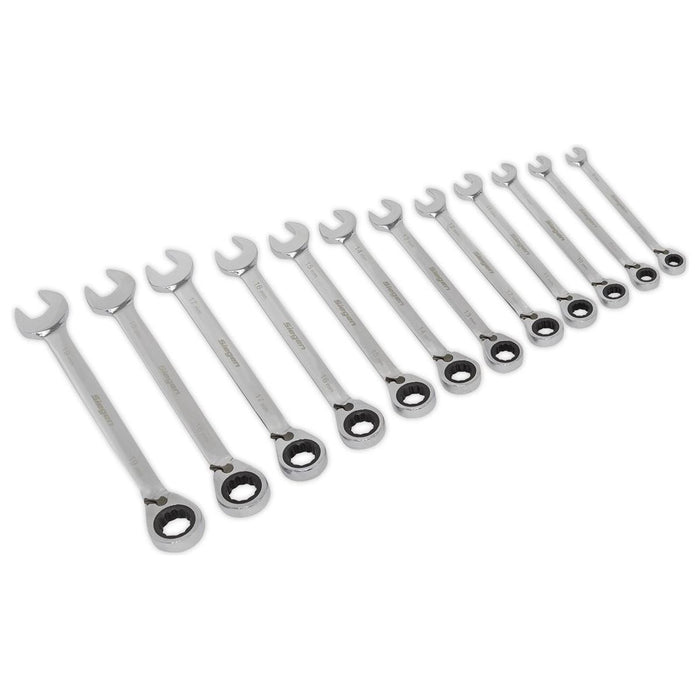 Sealey Reversible Ratchet Combination Spanner Set 12pc Metric S0840 Siegen by Sealey - Town Tools 