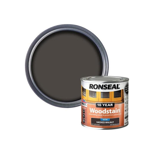 Ronseal 10 Year Woodstain Smoked Walnut 250ml Ronseal - Town Tools