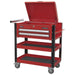 Sealey Heavy-Duty Mobile Tool & Parts Trolley 2 Drawers & Lockable Top Red Sealey - Town Tools 