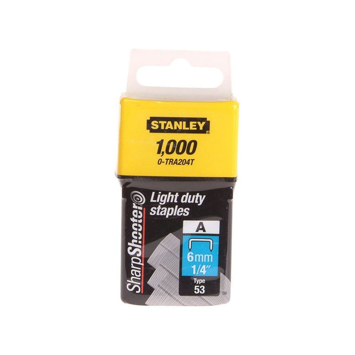 Stanley® Hand Tools TRA2 Light-Duty Staple 6mm TRA204T (Pack 1000) STANLEY® Hand Tools - Town Tools