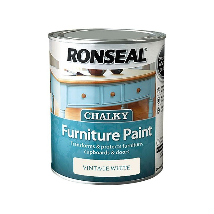 Ronseal Chalky Furniture Paint Vintage White 750ml Ronseal - Town Tools