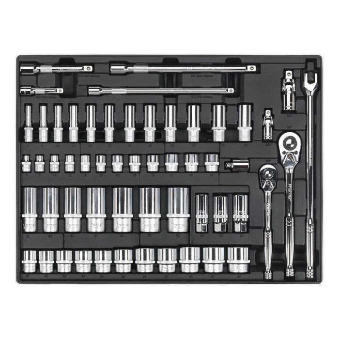 Sealey Tool Tray with Socket Set 55pc 3/8" & 1/2"Sq Drive TBT31
