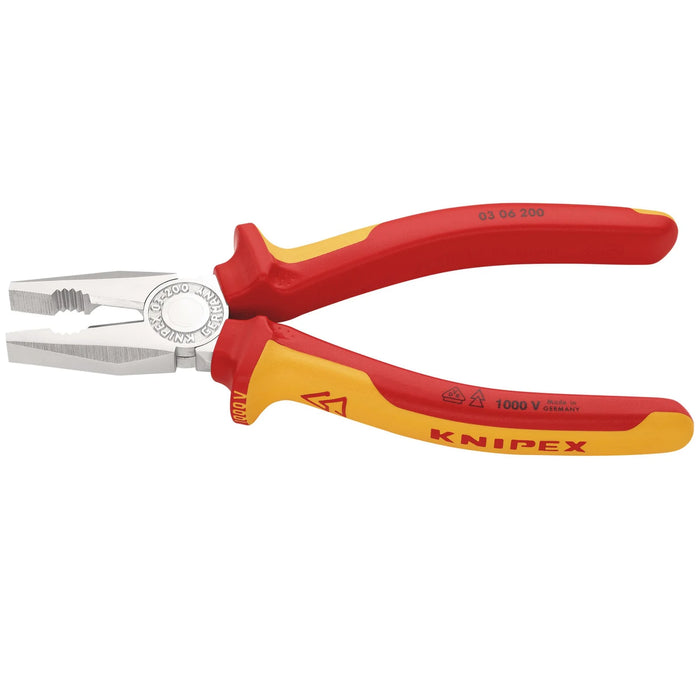 KNIPEX 03 06 200 SBE VDE Combination Pliers, 200mm - 03 06 200 SB