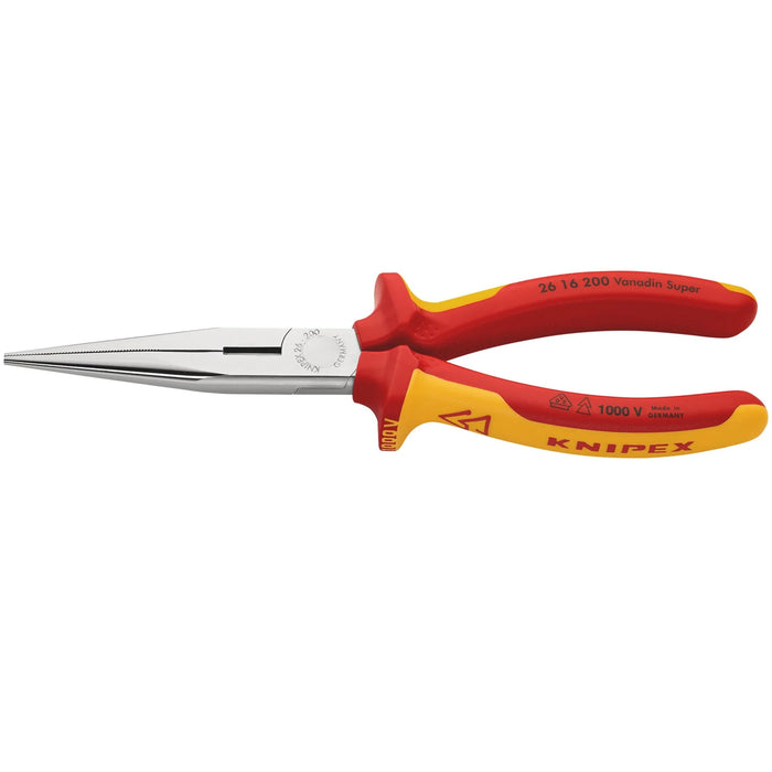 KNIPEX 26 16 200 SB VDE Snipe Nose Side Cutting Pliers, 200mm - 26 16 200 SB