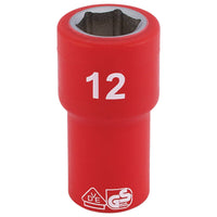 Draper Fully Insulated VDE Socket, 1/4" Sq. Dr., 12mm 31490