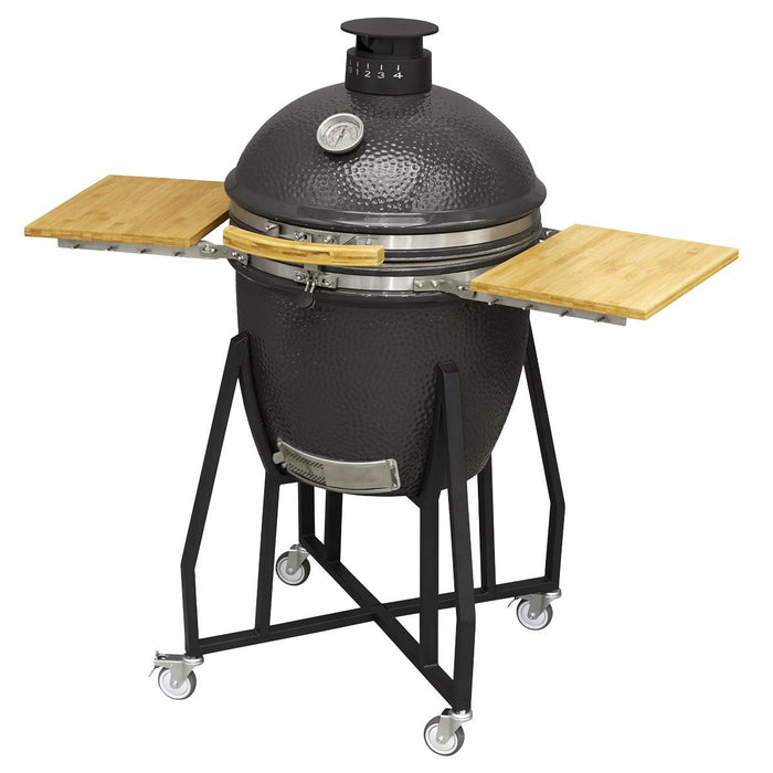 Dellonda Deluxe 22"(56cm) Ceramic Kamado Style BBQ with Wheeled Stand