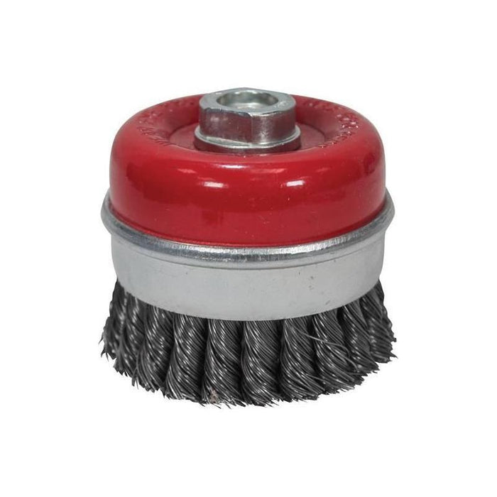 Faithfull Wire Cup Brush Twist Knot 80mm M14x2, 0.50mm Steel Wire Faithfull - Town Tools