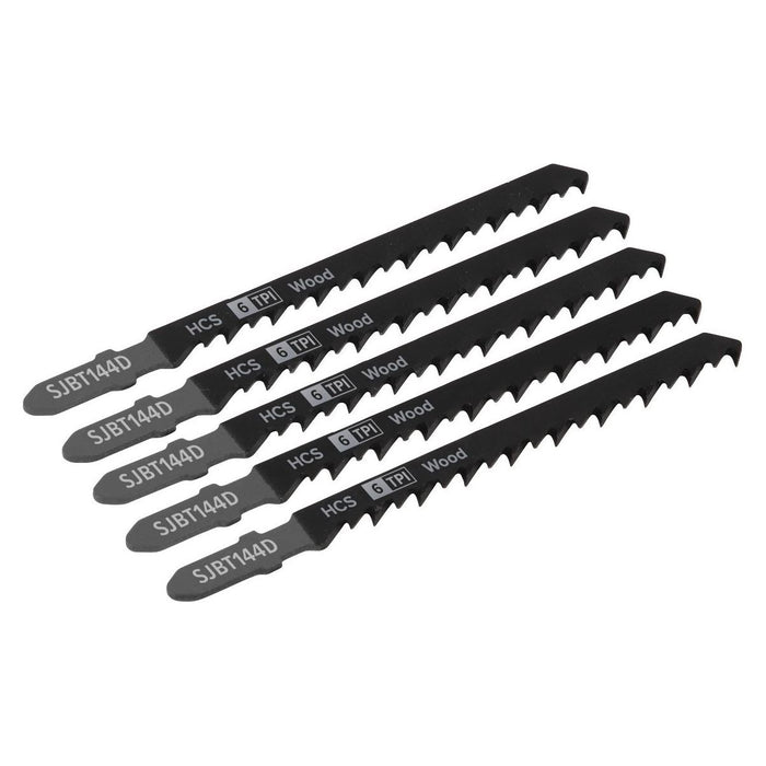 Sealey Jigsaw Blade General Wood 100mm 6tpi Pack of 5 SJBT144D Sealey - Town Tools 