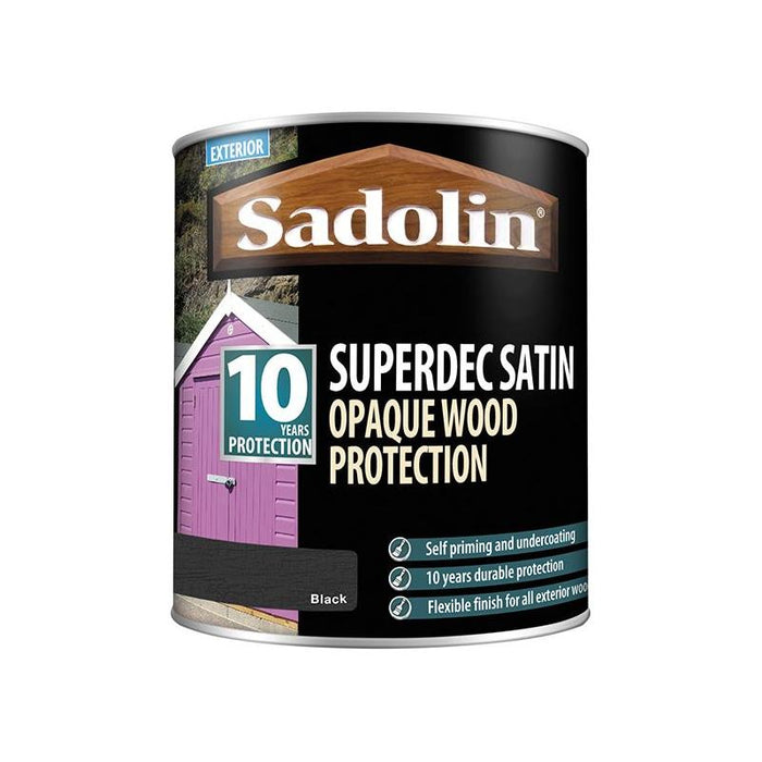Sadolin Superdec Opaque Wood Protection Black Satin 1 litre Sadolin - Town Tools