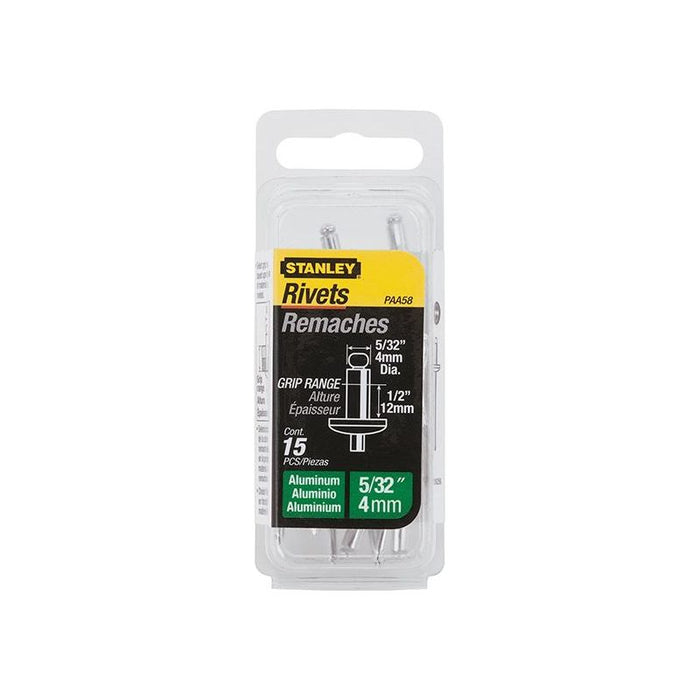 Stanley® Hand Tools 1-PAA58 Aluminium Rivets Long 4 x 12mm Pack of 15 STANLEY® Hand Tools - Town Tools