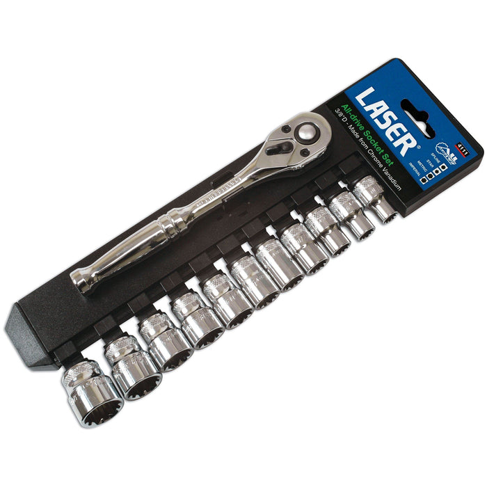 Laser Alldrive Socket Set 3/8"D 12pc 4111 Laser - Town Tools 