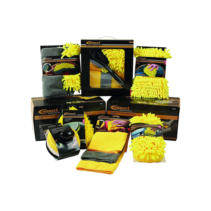 Connect Microfibre Yellow Cloths in Dispenser box 37310 Tool Connection - Town Tools 